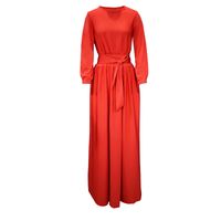 Women's Regular Dress British Style Round Neck Printing Long Sleeve Solid Color Maxi Long Dress Daily main image 4
