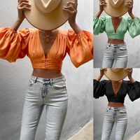 Women's T-shirt Blouse Long Sleeve Blouses Casual Classic Style Solid Color main image 1