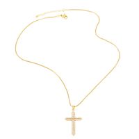 Hip-hop Punk Cross Stainless Steel Copper Plating Inlay Zircon 18k Gold Plated Pendant Necklace main image 2