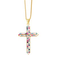 Hip-hop Punk Cross Stainless Steel Copper Plating Inlay Zircon 18k Gold Plated Pendant Necklace main image 4