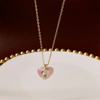 Fairy Style Basic Lady Heart Shape Flower Copper Plating Inlay Zircon Pendant Necklace sku image 17