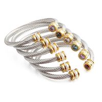 Titanium Steel Bracelet Colorful Diamond Twist Bangle Jewelry Wholesale main image 6