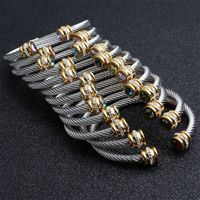 Titanium Steel Bracelet Colorful Diamond Twist Bangle Jewelry Wholesale main image 2