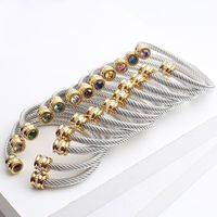 Titanium Steel Bracelet Colorful Diamond Twist Bangle Jewelry Wholesale main image 3