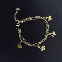 Wholesale French Style Tree Paw Print Heart Shape Titanium Steel Gold Plated Bracelets sku image 2