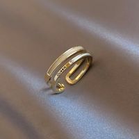 Shiny Geometric Copper Inlay Zircon Open Ring sku image 20