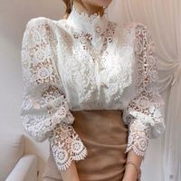 Women's Chiffon Shirt Long Sleeve Blouses Patchwork British Style Solid Color main image 5