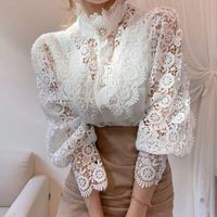 Women's Chiffon Shirt Long Sleeve Blouses Patchwork British Style Solid Color main image 4