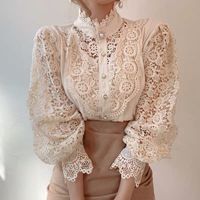 Women's Chiffon Shirt Long Sleeve Blouses Patchwork British Style Solid Color main image 1