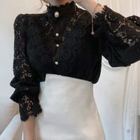 Women's Chiffon Shirt Long Sleeve Blouses Patchwork British Style Solid Color main image 3