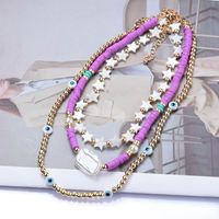 Casual Ethnic Style Star Eye Alloy Soft Clay Beaded Pearl Plating Women's Necklace main image 4