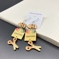 Sweet Letter Wood Stoving Varnish Women's Drop Earrings sku image 1