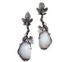 Retro Water Droplets Alloy Inlay Carving Opal Women's Drop Earrings main image 3