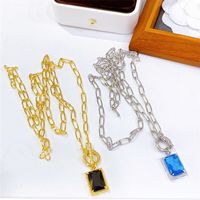 Simple Style Commute Square Copper Inlay Zircon Gold Plated Pendant Necklace main image 4