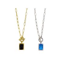 Simple Style Commute Square Copper Inlay Zircon Gold Plated Pendant Necklace main image 5