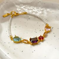 Dame Einfarbig Kupfer Irregulär Inlay Zirkon Armbänder Halskette sku image 1