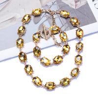 Glam Retro Oval Crystal Rhinestones Alloy Wholesale Bracelets Necklace main image 1