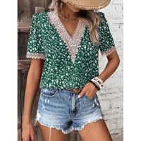 Frau T-shirt Kurzarm Blusen Drucken Pastoral Blume main image 2