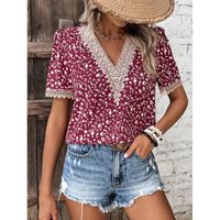 Women's T-shirt Short Sleeve Blouses Printing Pastoral Flower main image 3