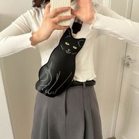 Women's Medium Pu Leather Cat Streetwear Square Zipper Crossbody Bag main image 3