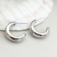 1 Pair Simple Style Commute C Shape Polishing Plating 304 Stainless Steel 14K Gold Plated Ear Studs sku image 1