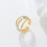 Simple Style Commute Solid Color Stainless Steel Patchwork Open Ring sku image 1