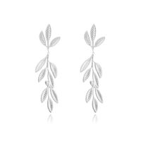1 Pair Simple Style Leaves Plating Stainless Steel Drop Earrings main image 2