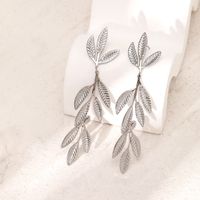 1 Pair Simple Style Leaves Plating Stainless Steel Drop Earrings main image 3