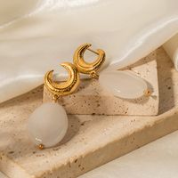 Elegant Moon Stainless Steel Shell Plating 18k Gold Plated Women's Drop Earrings main image 3