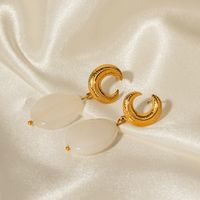 Elegant Moon Stainless Steel Shell Plating 18k Gold Plated Women's Drop Earrings main image 4