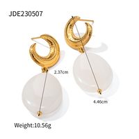 Elegant Moon Stainless Steel Shell Plating 18k Gold Plated Women's Drop Earrings sku image 1