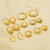 1 Pair Retro Solid Color Plating 304 Stainless Steel 18K Gold Plated Earrings main image 4