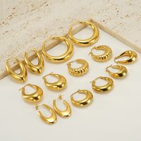 1 Pair Retro Solid Color Plating 304 Stainless Steel 18K Gold Plated Earrings main image 5