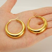 1 Pair Retro Solid Color Plating 304 Stainless Steel 18K Gold Plated Earrings main image 3