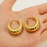 1 Pair Retro Solid Color Plating 304 Stainless Steel 18K Gold Plated Earrings main image 2