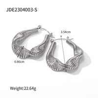 1 Pair Modern Style Solid Color Spiral Stripe Plating Stainless Steel Titanium Steel 18k Gold Plated Hoop Earrings sku image 1