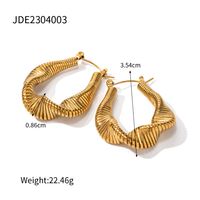1 Pair Modern Style Solid Color Spiral Stripe Plating Stainless Steel Titanium Steel 18k Gold Plated Hoop Earrings sku image 2