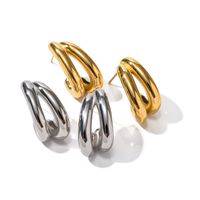 1 Pair Simple Style C Shape Plating Stainless Steel 18k Gold Plated Ear Studs main image 4