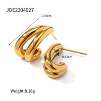 1 Pair Simple Style C Shape Plating Stainless Steel 18k Gold Plated Ear Studs sku image 2