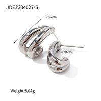 1 Pair Simple Style C Shape Plating Stainless Steel 18k Gold Plated Ear Studs sku image 1