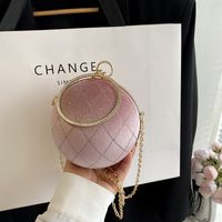 Corduroy Lingge Round Contrasting Colors Evening Bags main image 4