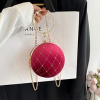 Corduroy Lingge Round Contrasting Colors Evening Bags main image 6
