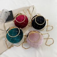 Corduroy Lingge Round Contrasting Colors Evening Bags main image 3