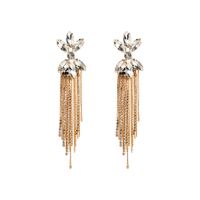 1 Pair Luxurious Tassel Inlay Alloy Rhinestones Gold Plated Drop Earrings main image 9