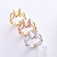 Simple Style Butterfly Stainless Steel Plating Inlay Rhinestones 24k Gold Plated Rings main image 5