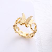 Simple Style Butterfly Stainless Steel Plating Inlay Rhinestones 24k Gold Plated Rings sku image 5
