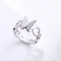 Simple Style Butterfly Stainless Steel Plating Inlay Rhinestones 24k Gold Plated Rings sku image 1