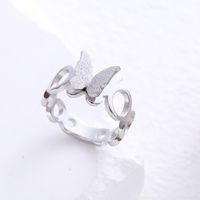 Simple Style Butterfly Stainless Steel Plating Inlay Rhinestones 24k Gold Plated Rings sku image 2