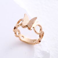 Simple Style Butterfly Stainless Steel Plating Inlay Rhinestones 24k Gold Plated Rings sku image 9
