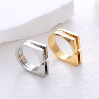 304 Stainless Steel 18K Gold Plated Simple Style Commute Plating Inlay Solid Color Rhinestones Rings main image 6